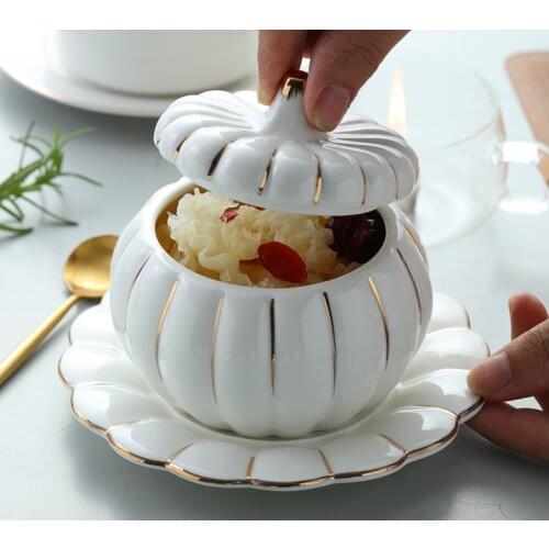 Sugar bowls Ceramic desserts pumpkin bowls water stewed cups soup bowls students' instant noodles bowls hotel christmas