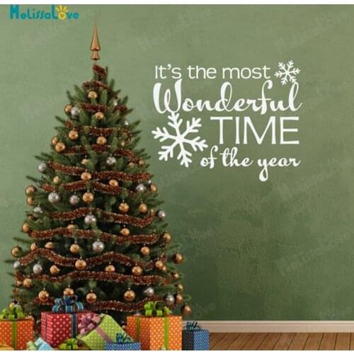Most Wonderful Time Year Merry Xmas Decal Festival Quote Decor Happy Christmas Home Window Removable Vinyl Wall Stickers B855