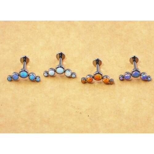 ASTM F136 Titanium Opal 16g Titanium Internal Thread Piercing Cluster Lip Tragus Daith Earrings Helix Cartilage Earring Piercing