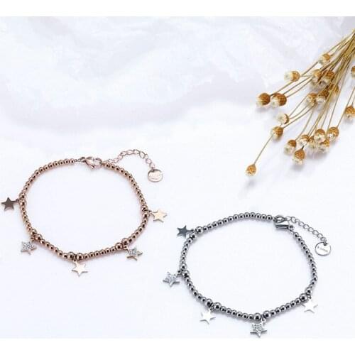 Stylish Stainless Steel Star Plated Rose Gold Bracelet For Ladies