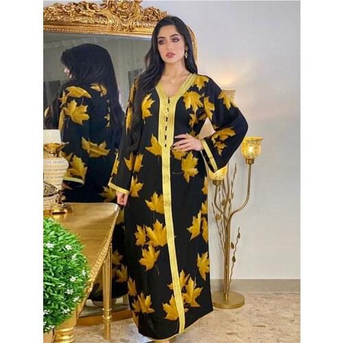 Turkey Maxi Dresses for Women Muslim Islamic Clothing Ethnic Ribbon V Neck Long Sleeve Moroccan Kaftan India Arabic Abaya Dress