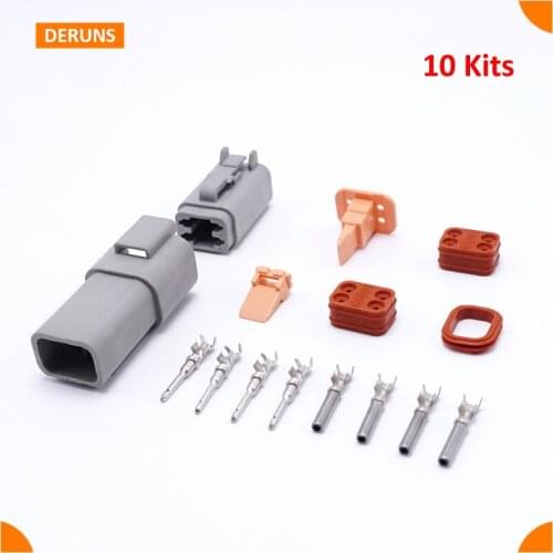 High Quality 10 Sets Kits Brand New 4Pin/way Deutsch Waterproof Electric Wire Connectors Plug For Car Boat etc DT06-4S DT04-4P