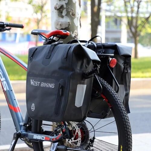 WEST BIKING 25L Bicycle Trunk Bag Waterproof Bike Bag MTB Road Bicycle Saddle Rear Rack Bag Cycling Seat Trunk Bags Shoulder Bag