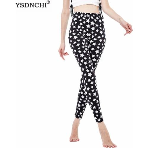 YSDNCHI Stars Print Women Fitness Leggings Workout Sports Running Legging Sexy Trousers Push Up Gym Wear Elastic Slim Pants