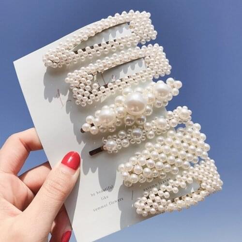 Korea Imitated Pearl Beads Hair Clips For Women Fashion Hair Pin Barrette Set HairPins Girl Hair Accessories handmade Hairgrip