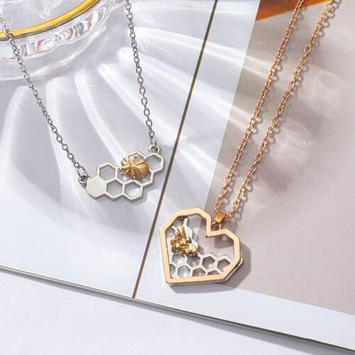 2021 Long Fashion Pendant Necklaces For Women Gold Sliver Heart Honeycomb Bee Animal Necklace Statement Jewelry For Party Gifts