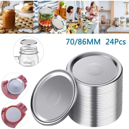 24 Pcs Replacement Mason Jar Lids with Silicone Seals Rings 70/86MM Leak Proof Regular Reusable Home Wide Mouth Canning Lids