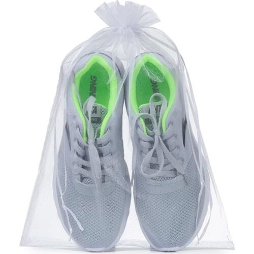 30x40cm White Large Gift Bags 50pcs/Lot Drawstring Organza Sheer Bags For Cloth Shoes Packaging Can Be Customized Logo
