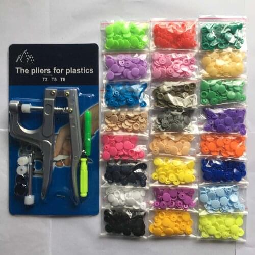 360 Sets T5 Plastic Snap Button with Snaps Pliers Tool Kit & ,Easy Replacing Snaps,DIY Family Tailor Resin Buttons and Fasterner