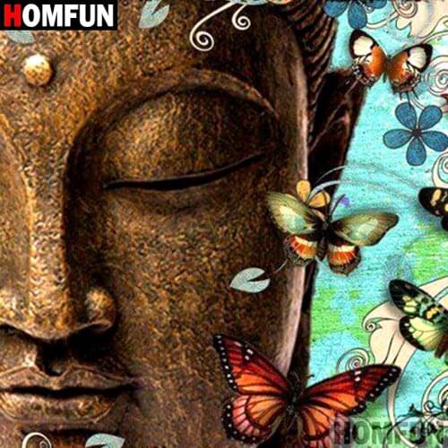 HOMFUN 5D DIY Diamond Painting Full Square/Round Drill "Buddha Butterfly" 3D Embroidery Cross Stitch gift Home Decor A07847