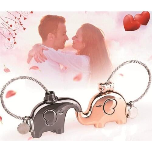 Fantastic Kissing Elephants Couples Keychain Metal styling Fashion Keepsake Christmas Valentines Gift for Lover Key Holder