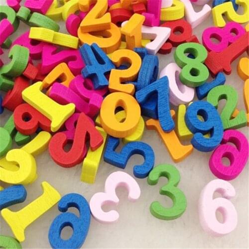 100pcs Mix 0-9 Number Wood Button No Hole Kids Sewing Crafts Accessorie 15 mm WB08