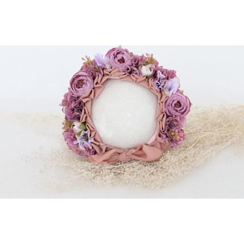 Classical Style Baby Girl Ruffle Bonnet Birthday Gift Handmade Baby Flower Hat Newborn Cap Photo Props Sitter Hat Gift