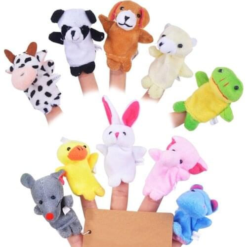 10pcs/Lot Kids Velvet Finger Animal Puppets Play Game Learn Story Babys Toys AN88