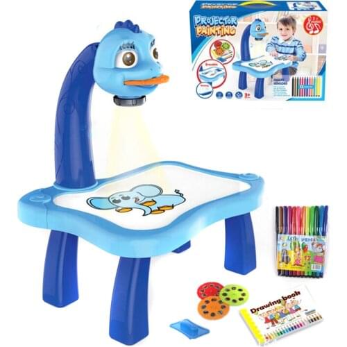 Trace and Draw Projector Toy Kids Drawing Projector Table Child Learning Desk with Smart Projector with Light Music TP-H