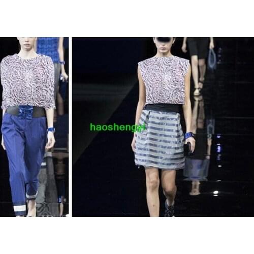 Elegant imported three-dimensional coil flower design fashion net yarn garment fabric