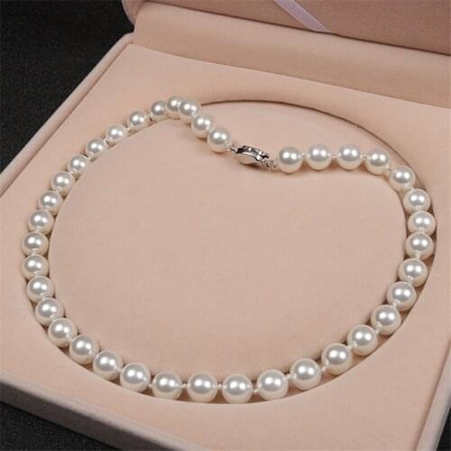 Romantic White Pink Purple 10 mm Diameter Freshwater Pearl Necklace for Women Men Girls Teens Wedding Pearl Necklaces 2021 Trend