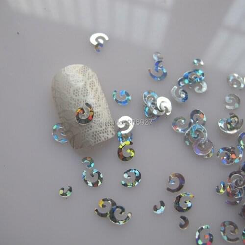 GD6-1 20g/bag Cute Laser Silver Swirl Nail Art Shinny Glitter Cute Decoration Nail Art Decoration
