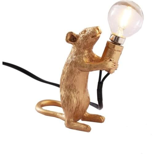 Art Designer Resin Mouse Night Light Desktop Decor Cartoon Creative LED Lighting Childrens Room Bedside Lamps Mouse Table Light