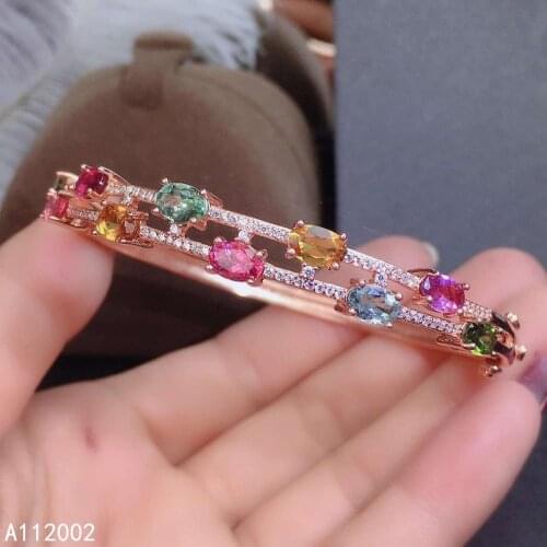 KJJEAXCMY fine jewelry natural Tourmaline 925 sterling silver new women hand bracelet wristband support test fashion