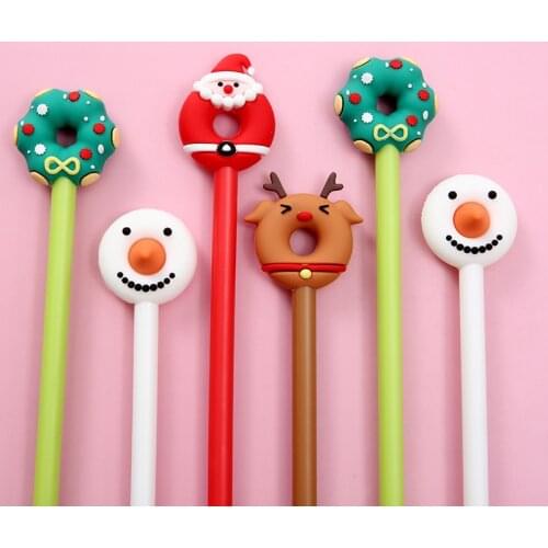 24Pcs/Set Kawaii Cute Pens Merry Christmas Donuts Cool Ballpoint Stationery Funny Rollerball School Stuff Thing 2021 Girl Gift