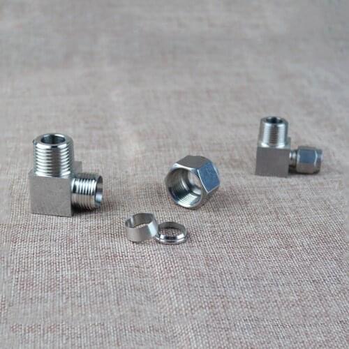 90 Deg Elbow 1/8" 1/4" 3/8" 1/2" BSPT Male 3 4 6 8 10 12-20mm OD TubeDouble Ferrule Compression Union Connector 304 Stainless