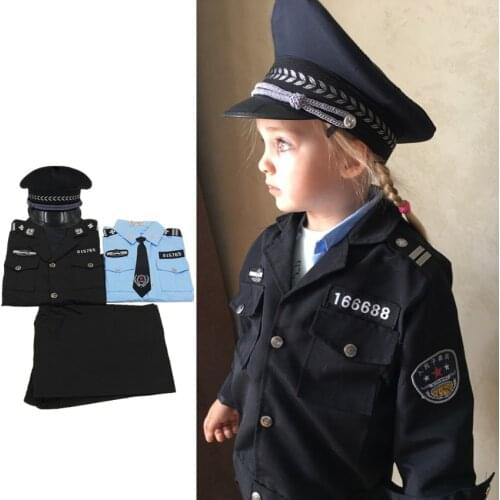 Cosplay Costumes Teenager Kids Boys Girls Police Uniform Traffic Policemen Cop Officer Suit Children Halloween Christmas Gift