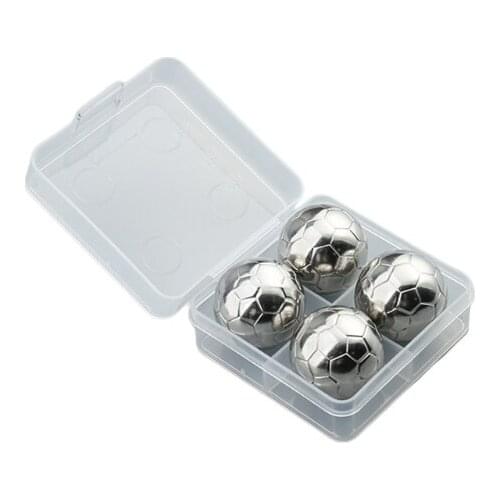 53CA Soccer Ball Whiskey Stones Stainless Steel Reusable Ice Cubes Chilling Rocks for Whisky Bourbon and Wine Home Kitchen Bar