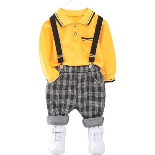 Fashion Spring Autumn Baby Boys Clothes Children Casual T Shirt Strap Shorts 2Pcs/Sets Toddler Gentleman Costume Kid Tracksuits