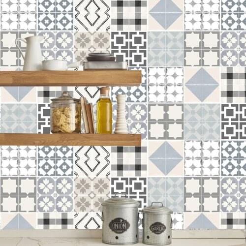 Retro Style Tile Stickers Home Decor Living Room Kitchen Bathroom Decor DIY Self-adhesive Removable Wallpaper Vinyl Mural Decals