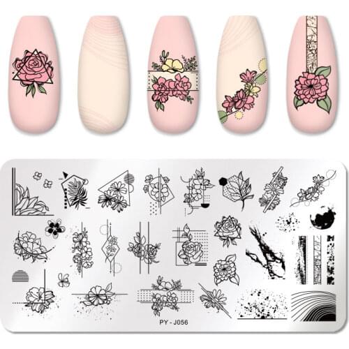PICT YOU Nail Stamping Plates Line Picture Leaf Geometry Pattern Stamp Template Nail Art Plate Stainless Steel Stencils Tools