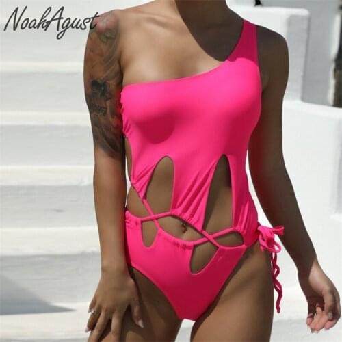 Bandage Sexy One Piece Swimsuit Women 2021 New 1 Shoulder Swimwear Thong Bathing Suit Ladies Swim Wear Bodysuit Beachwear Summer