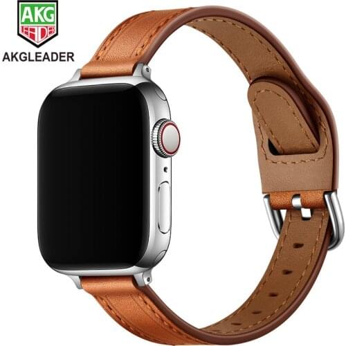 Fashion Thin Leather Strap for Apple Watch Series 6 5 4 3 2 SE Watch Bands for IWatch 38MM 40MM 42MM 44MM Bracelet Correa Wrist