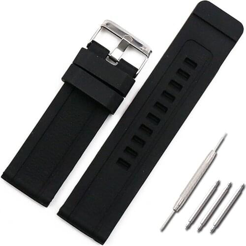 Watch accessories 24mm silicone strap mens pin buckle sports waterproof rubber strap female bracelet men watch band