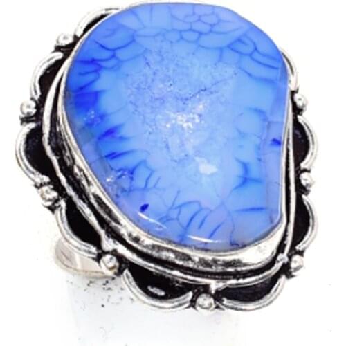 Solar Agate Ring Silver Overlay over Copper, USA Size 6.75 , R5732