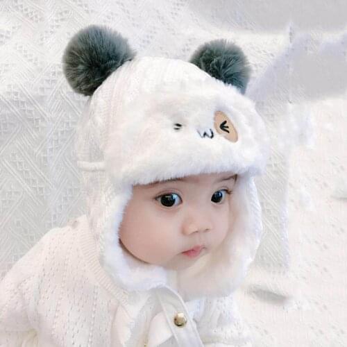 Children Winter Thickened Ear Protection Hat Windproof Plush Cotton Warm Cap Bomber Hat
