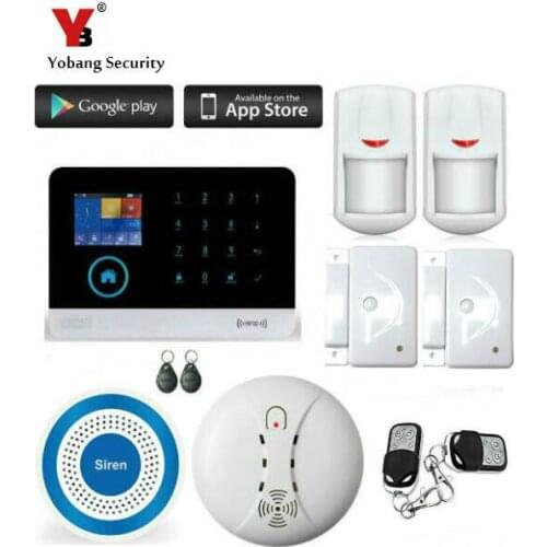 Yobang Security WIFI GSM Home Burglar Security Alarm System Wireless Kits APP Control RFID Card SMS Alert Panel Touch Voice LCD