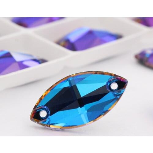 XIAOPU 7x15mm Navette K9 Rhinestones Sew On Crystals Flatback Strass aplicador de strass Sewing Decorations For Clothes