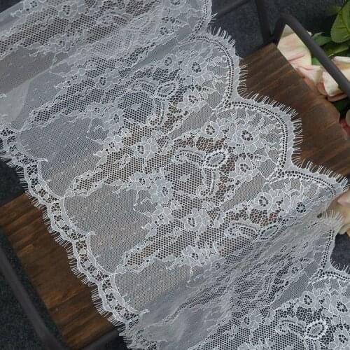 High quality wide 25~27CM perspective black and white eyelash lace fabric DIY clothing skirt wedding veil accessories