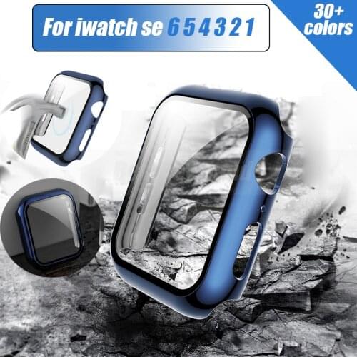 For Apple Watch serie 6 5 4321 3SE 42/44mm iWatch Explosion-proof glass+PC case 40/38mm bumper Screen Protector+cover accessorie