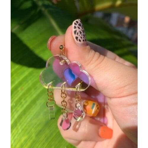 Iridescent Clouds -Statement Earrings. Minimalist ear studs.Handmade Gift.Lightweight.Hypoallergenic.Mothers Day Gift