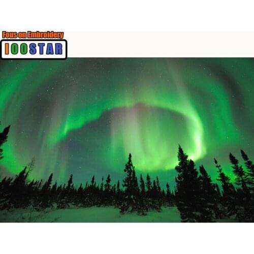 Green Aurora,diy diamond painting Cross Stitch,Diamond Embroidery 5D,landscape Diamond Mosaic Picture Rhinestones Gift Resin