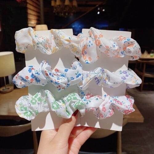 Women Floral Print Scrunchie For Girls Boho Elastic Hair Bands Hair Rubber Ropes Ties Ponytail Holder Headwear Hair Accessories