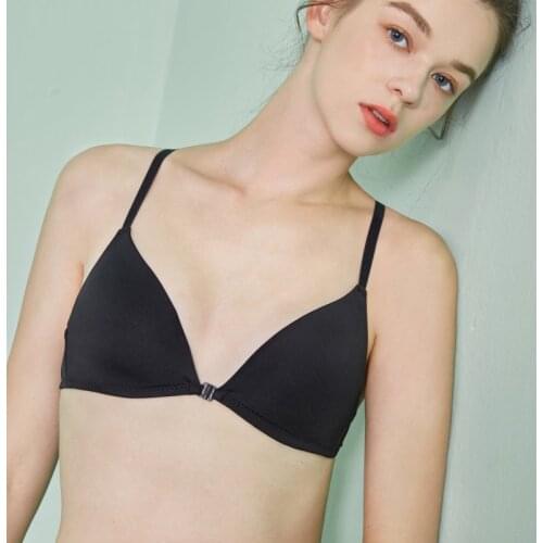 WOMEN Bra 2019 New SEXY Light Front Buckle Without Rims Beauty Back Without Traces Gathered Bra Deep V Triangle Cup Bra