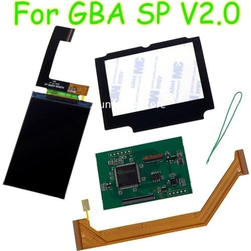 1pc 3.0 inch ips high brightness LCD screen v2.0 for Gameboy ADVANCE SP Highlight IPS LCD Screen for GBA SP plastic screen lens