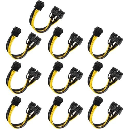 10pcs 8 Pin PCI Express to Dual PCIE 8 (6+2) Pin Power Cable 20cm Motherboard Graphics Card PCI-E GPU Power Data Cable Splitter