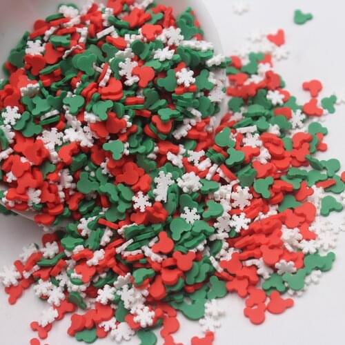 100g/Lot 5mm Multi Christmas Series Snowflake Mickey Head Clay Slices Sprnkles for Slime Crafts Accessories