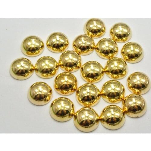 100 Gold Tone Metallic Acrylic Round Dome Studs 12mm No Hole Cell Phone Deco