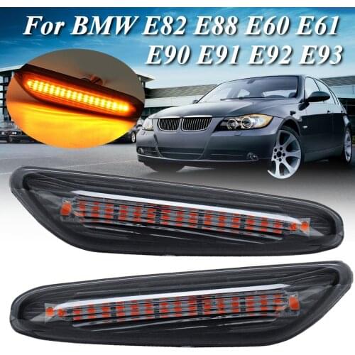 2Pcs Car 18 LED Smoke Turn Indicator Signal Side Marker Lights Front Left Right Lamps for BMW E82 E88 E60 E61 E90 E91 E92 E93