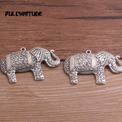 2pcs 37*49mm Antique Silver color Color Lovely Animal Charms Elephant Pendant Jewelry Metal Alloy Jewelry Marking